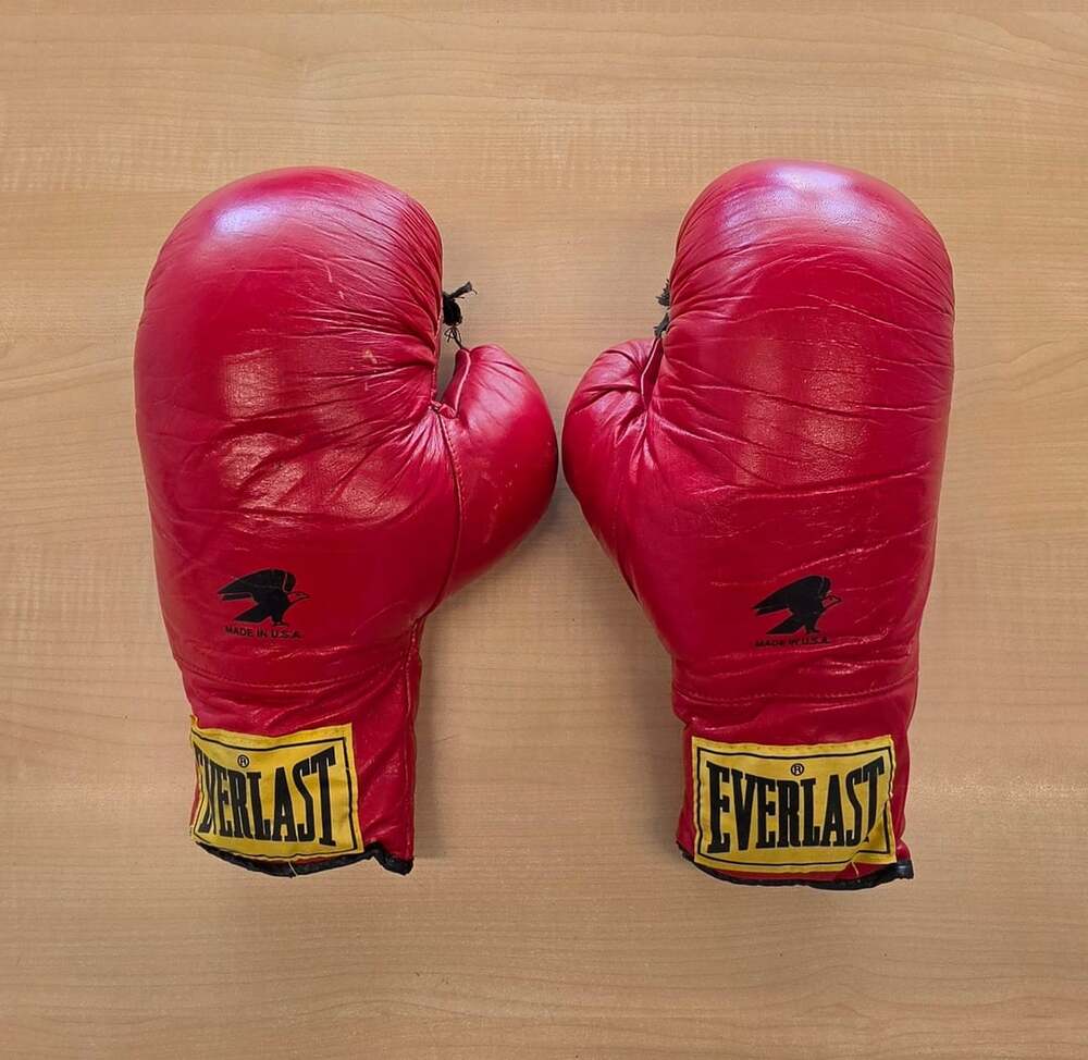 Everlast Vintage Boxing Gloves Size 16 Red Leather 538